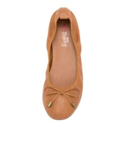 Corwin Tan Smooth Ballet Flats -Lynx Shoes Shop IL11076TANSM 6