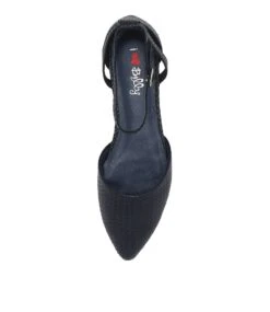 Grammi Navy Embossed Flat Shoes -Lynx Shoes Shop IL11144DBY33 6