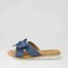 Floren Dark Blue Linen Slides 1 Floren Dark Blue Linen Slides -Lynx Shoes Shop IL11750DGPQG 2