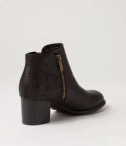 Justean Black Gold Zipper Ankle Boots -Lynx Shoes Shop IL11787CQBSM 4