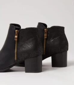 Justean Black Gold Zipper Ankle Boots -Lynx Shoes Shop IL11787CQBSM 6