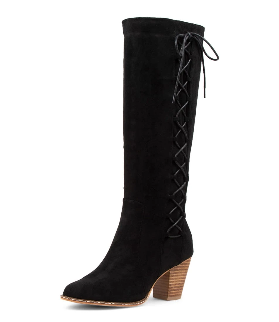 Carbine Black Microsuede Knee High Boots 4 Carbine Black Microsuede Knee High Boots - Image 2