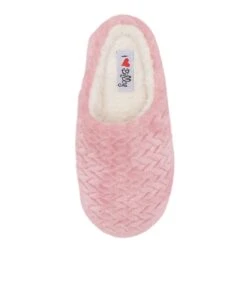 Fleecy Pink Fabric Slippers -Lynx Shoes Shop IL11816PINHG 6