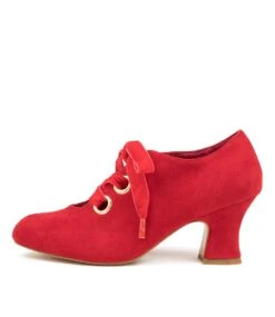 New Products 13 Yalanda Red Microsuede Heels