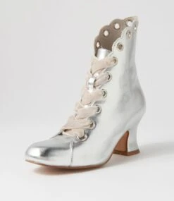 Yonita Silver Lace Up Boots -Lynx Shoes Shop IL11837SILSM 3
