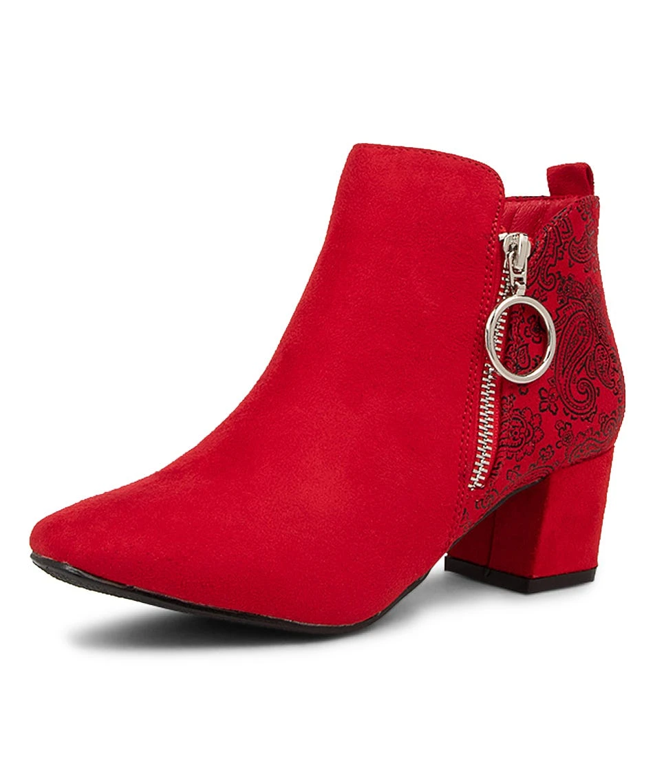Hesta Red Microsuede Ankle Boots 4 Hesta Red Microsuede Ankle Boots - Image 2
