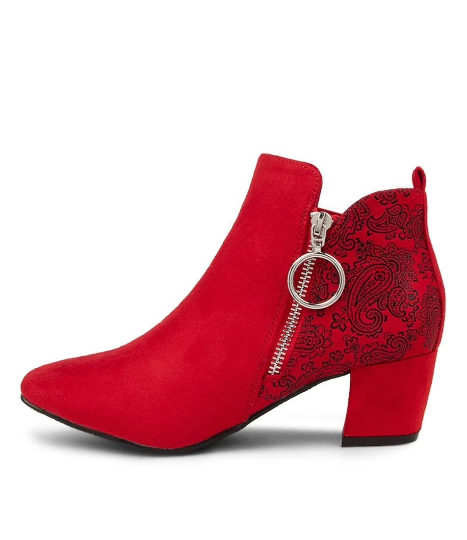 Hesta Red Microsuede Ankle Boots 3 Hesta Red Microsuede Ankle Boots