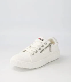 Izzar White Recycled Canvas Sneakers -Lynx Shoes Shop IL11880WHIC2 3