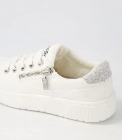 Izzar White Recycled Canvas Sneakers -Lynx Shoes Shop IL11880WHIC2 6