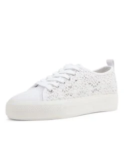 Denna White Fabric Sneakers -Lynx Shoes Shop IL11898WHIFA 2