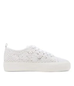 Denna White Fabric Sneakers -Lynx Shoes Shop IL11898WHIFA 5