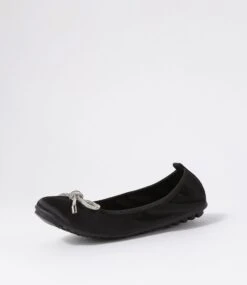 Caulder Black Satin Ballet Flats -Lynx Shoes Shop IL12023BLACB 3