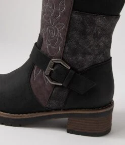 Callage Black Mix Knee High Boots -Lynx Shoes Shop IL12024BLAEX 6