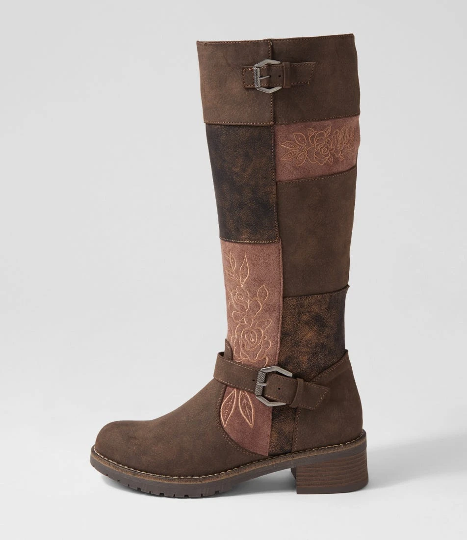 Callage Brown Mix Knee High Boots 3 Callage Brown Mix Knee High Boots