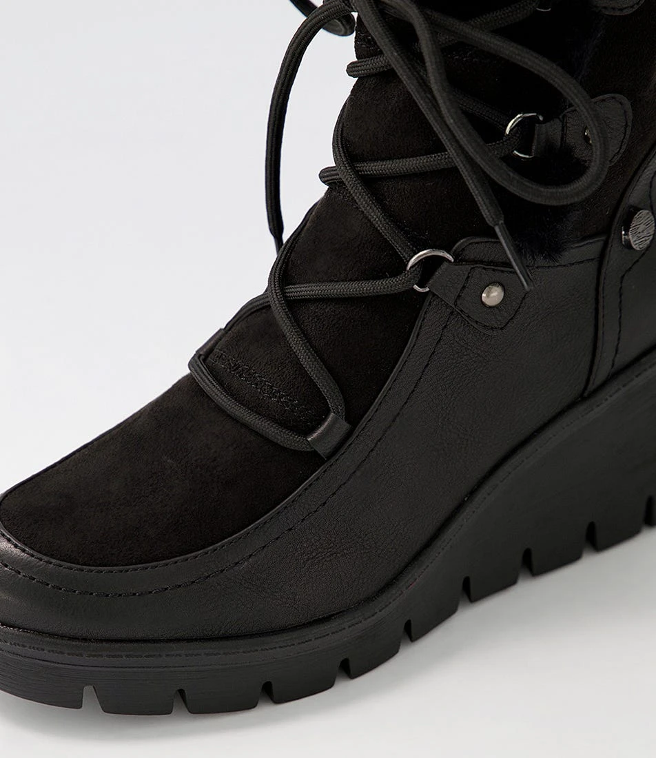 Ishmar Black Mix Lace Up Boots 7 Ishmar Black Mix Lace Up Boots - Image 5
