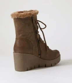 Ishmar Taupe Mix Lace Up Boots -Lynx Shoes Shop IL12031NGVEX 4