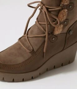 Ishmar Taupe Mix Lace Up Boots -Lynx Shoes Shop IL12031NGVEX 6
