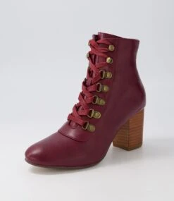Maya Wine Lace Up Boots -Lynx Shoes Shop IL12045R98SM 3