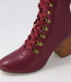 Maya Wine Lace Up Boots -Lynx Shoes Shop IL12045R98SM 6