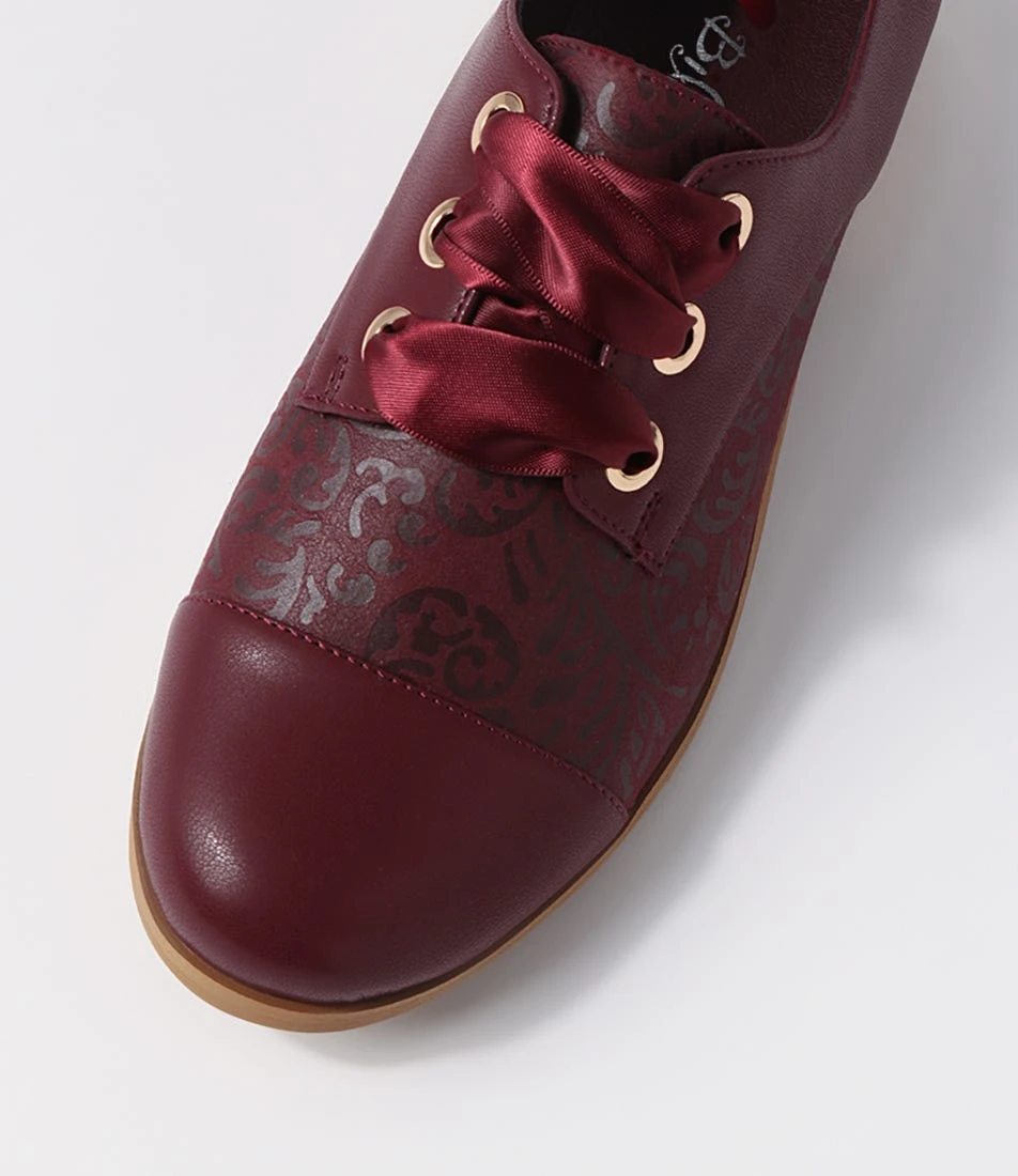 Queeno Wine Swirl Lace Up Flats 6 Queeno Wine Swirl Lace Up Flats - Image 4