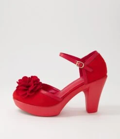 Winnet Red Microsuede Heels
