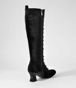 Yarnel Black Velvet Knee High Boots -Lynx Shoes Shop IL12063BLAIT 4