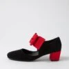 Halim Black Red Microsuede Heels -Lynx Shoes Shop IL12065BCEMS 2