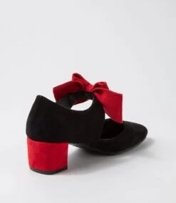Halim Black Red Microsuede Heels -Lynx Shoes Shop IL12065BCEMS 4
