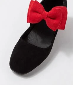 Halim Black Red Microsuede Heels -Lynx Shoes Shop IL12065BCEMS 5
