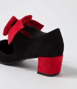 Halim Black Red Microsuede Heels -Lynx Shoes Shop IL12065BCEMS 6