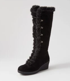Tommilee Black Microsuede Knee High Boots -Lynx Shoes Shop IL12069BLAMS 3