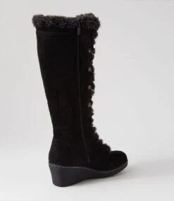 Tommilee Black Microsuede Knee High Boots -Lynx Shoes Shop IL12069BLAMS 4