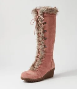 Tommilee Dusty Pink Microsuede Knee High Boots -Lynx Shoes Shop IL12069P17MS 3