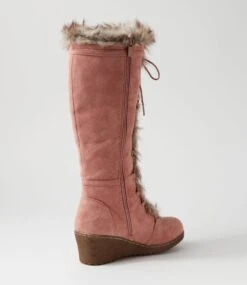 Tommilee Dusty Pink Microsuede Knee High Boots -Lynx Shoes Shop IL12069P17MS 4