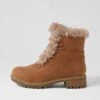 Alpinee Tan Microsuede Fur Lace Up Boots -Lynx Shoes Shop IL12072TANK0 2