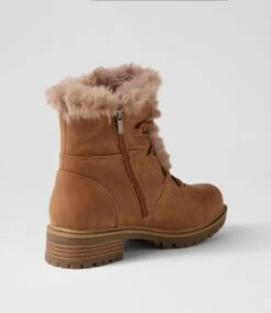 Alpinee Tan Microsuede Fur Lace Up Boots -Lynx Shoes Shop IL12072TANK0 4