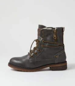 Miskeen Charcoal Lace Up Boots