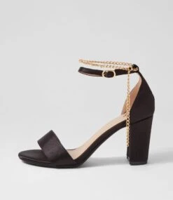 Donki Black Satin Sandals