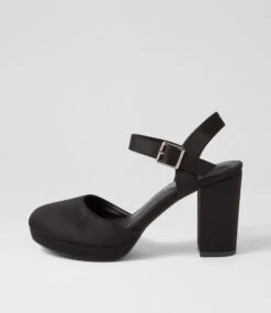 Tosheen Black Fabric Heels