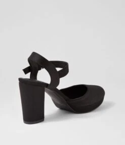Tosheen Black Fabric Heels -Lynx Shoes Shop IL12144BLAFA 4