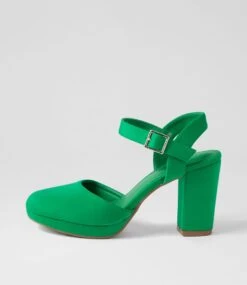 Tosheen Green Fabric Heels