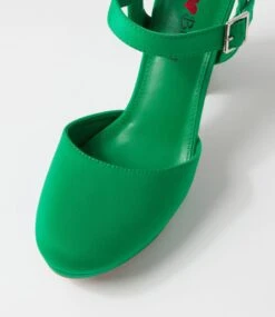 Tosheen Green Fabric Heels -Lynx Shoes Shop IL12144GREFA 5