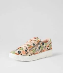 Ireena Peach Flower Recycled Canvas Sneakers 8 Ireena Peach Flower Recycled Canvas Sneakers -Lynx Shoes Shop IL12156OKJC2 3