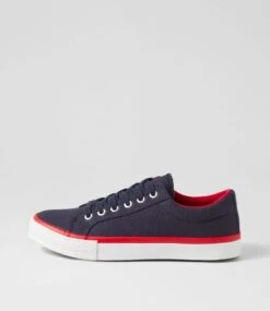 Jaiha Navy Red Canvas Sneakers