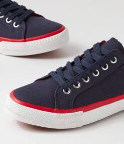 Jaiha Navy Red Canvas Sneakers -Lynx Shoes Shop IL12159DIGCA 6