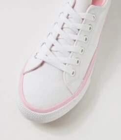 Jaiha White Pink Canvas Sneakers -Lynx Shoes Shop IL12159WXXCA 5