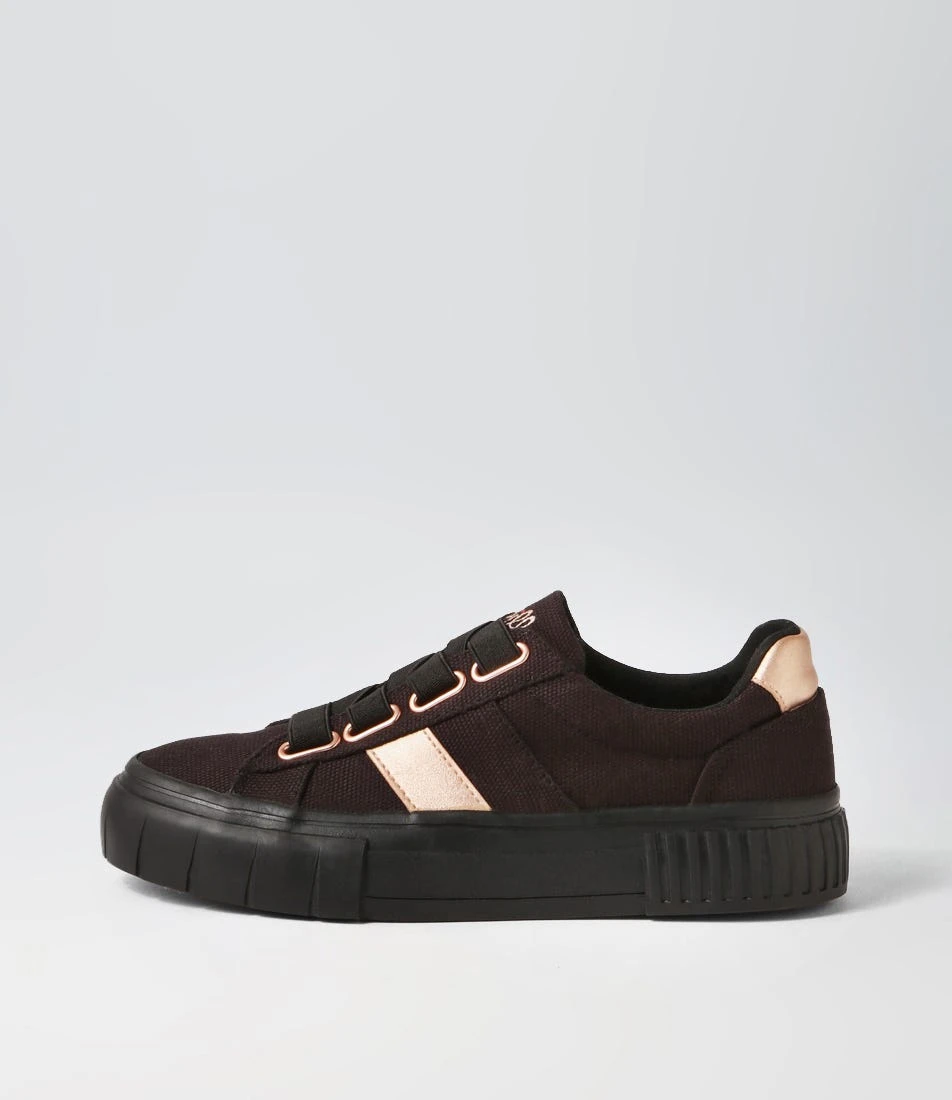Tristy Black Rose Gold Recycled Canvas Sneakers 3 Tristy Black Rose Gold Recycled Canvas Sneakers
