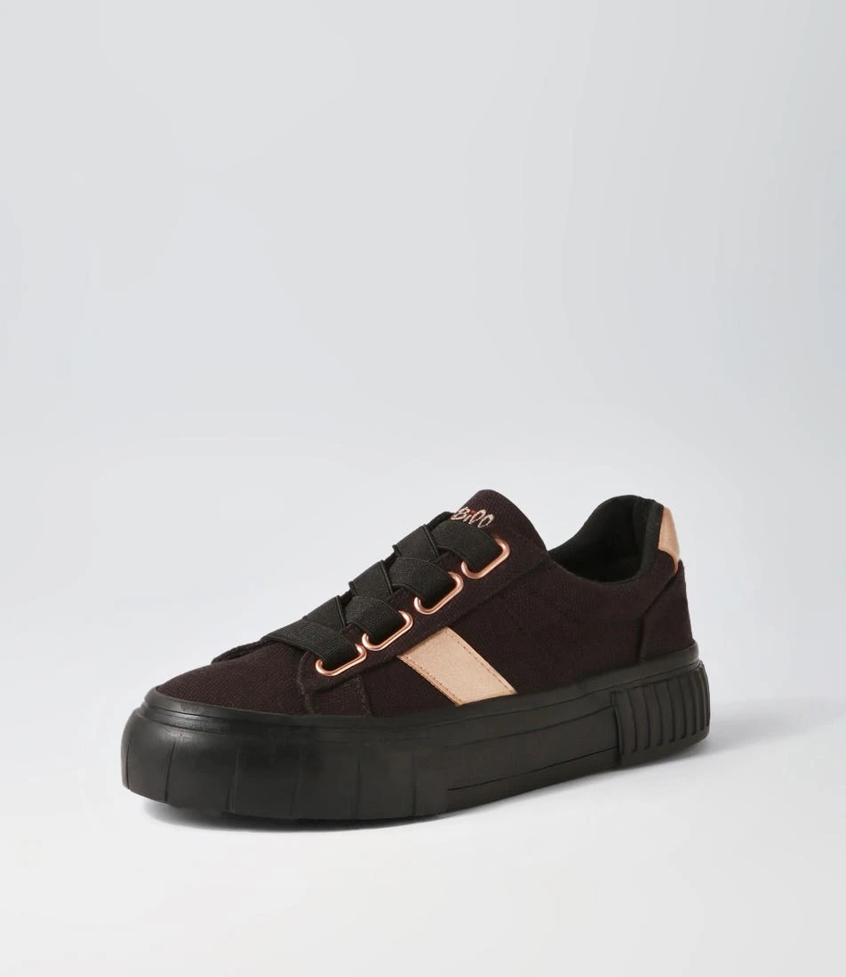 Tristy Black Rose Gold Recycled Canvas Sneakers 4 Tristy Black Rose Gold Recycled Canvas Sneakers - Image 2