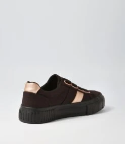 Tristy Black Rose Gold Recycled Canvas Sneakers 9 Tristy Black Rose Gold Recycled Canvas Sneakers -Lynx Shoes Shop IL12170BCHC2 4
