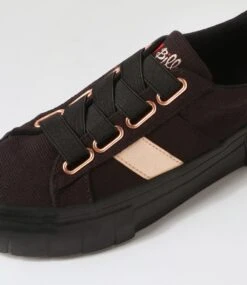 Tristy Black Rose Gold Recycled Canvas Sneakers 11 Tristy Black Rose Gold Recycled Canvas Sneakers -Lynx Shoes Shop IL12170BCHC2 6